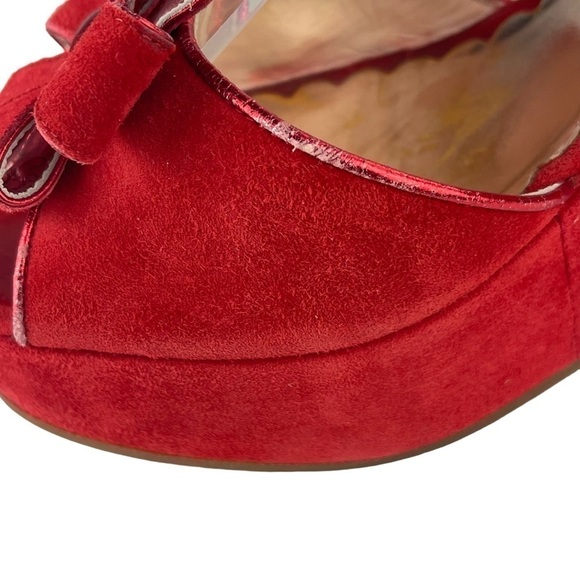 MARC JACOBS PEEP TOE FLOWER EMBELLISHED SUEDE WEDGE SANDAL HEELS - Picture 12 of 14